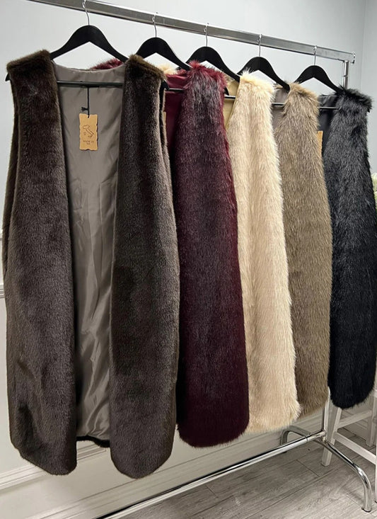Faux fur gilet - long