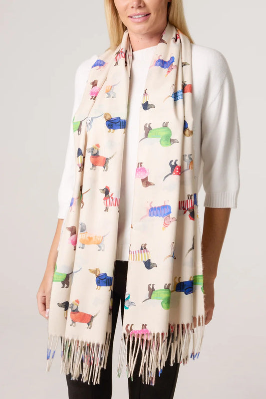 Sausage dog tassel scarf